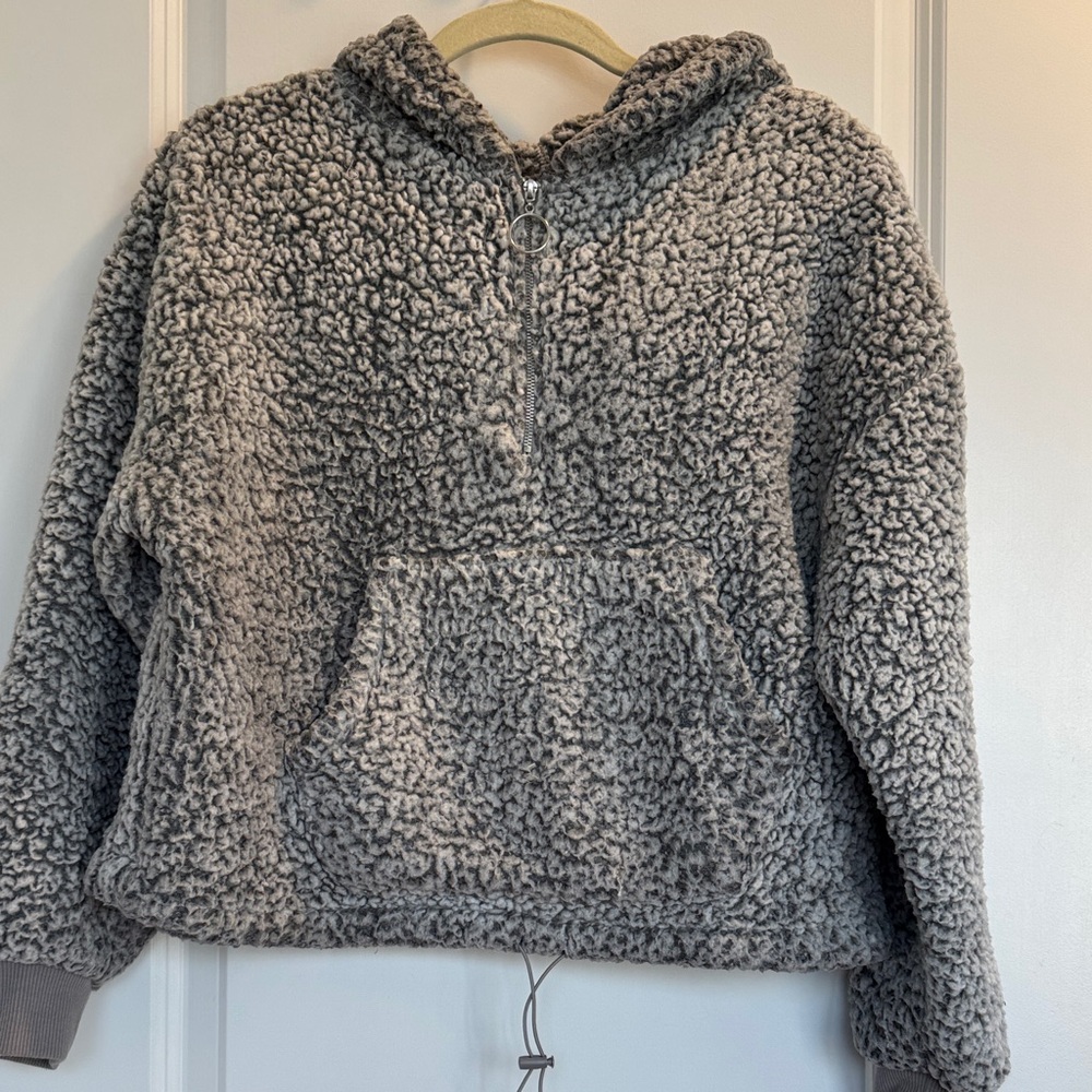 Cozy Gray Sherpa Hoodie